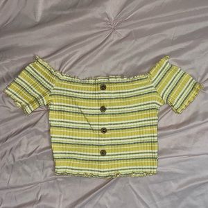 Yellow Off the Shoulder Crop Top